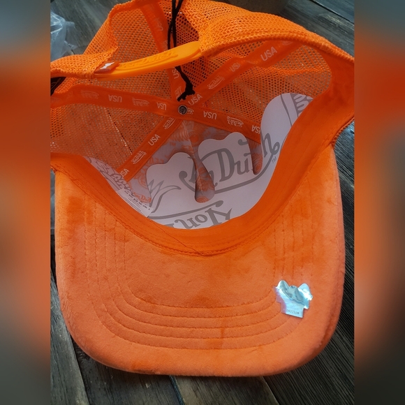 Von Dutch Orange Velvet Trucker Hat - Picture 9 of 12